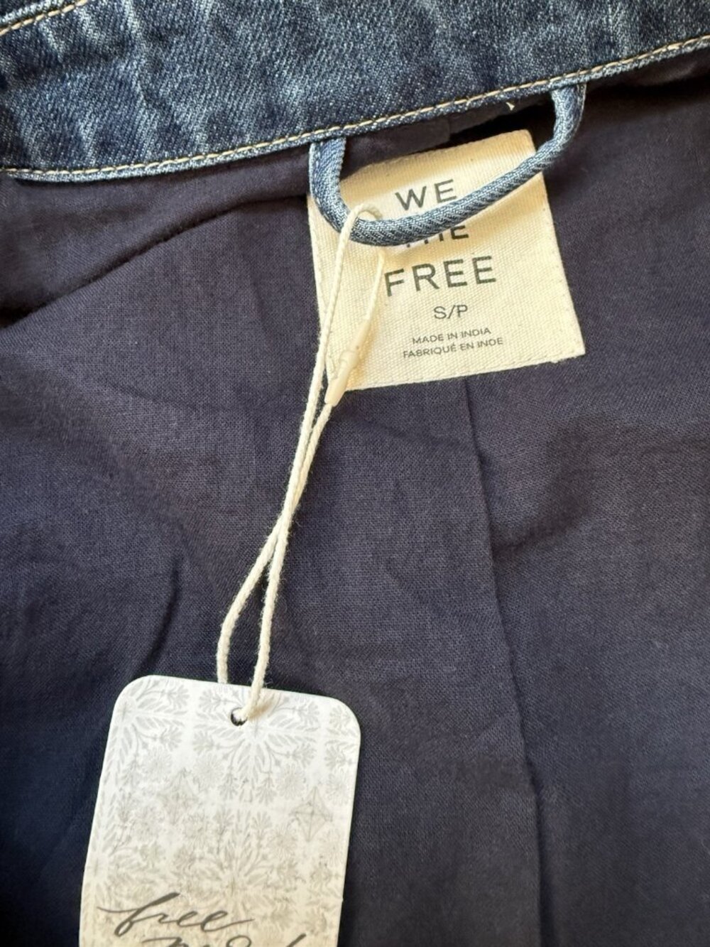 Free People We The Free Suzy Beaded Denim Jacket NWT SIze S MSRP $348 - Picture 6 of 11